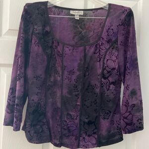 dress barn 3/4” purple and black top